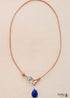 Boho Necklace,Lapis Lazuli Pendant Leather